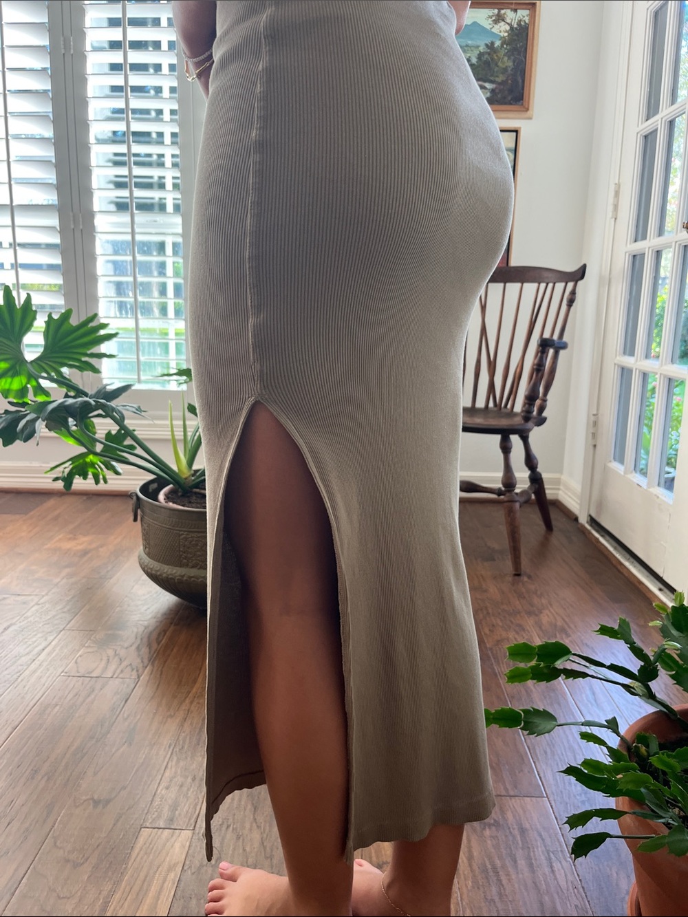 Universal Thread Olive Ribbed Tank Midi Dress - Picture 4 of 7
